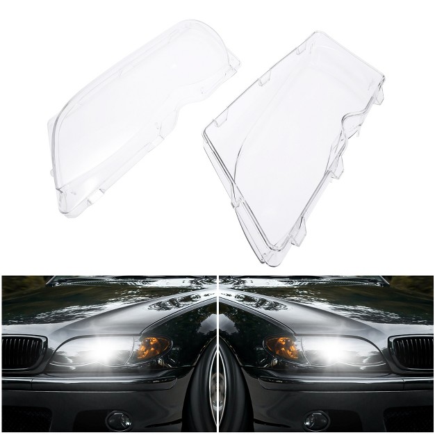 Unique Bargains Left Right Car Front Headlight Headlamp Lens Cover Pc Shell For Bmw E46 4 Door 63126924045 White 1 Pair