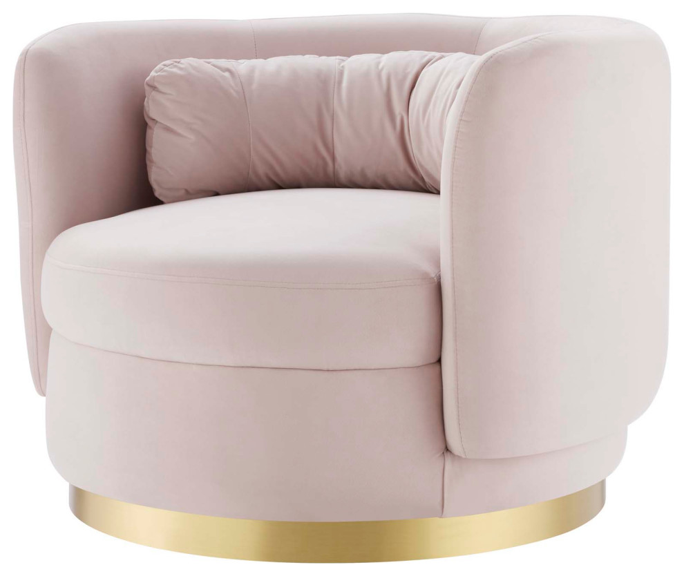 Armchair Swivel Accent Chair  Gold Velvet  Modern  Cafe Hospitality   Contemporary   Armchairs And Accent Chairs   by House Bound  Houzz