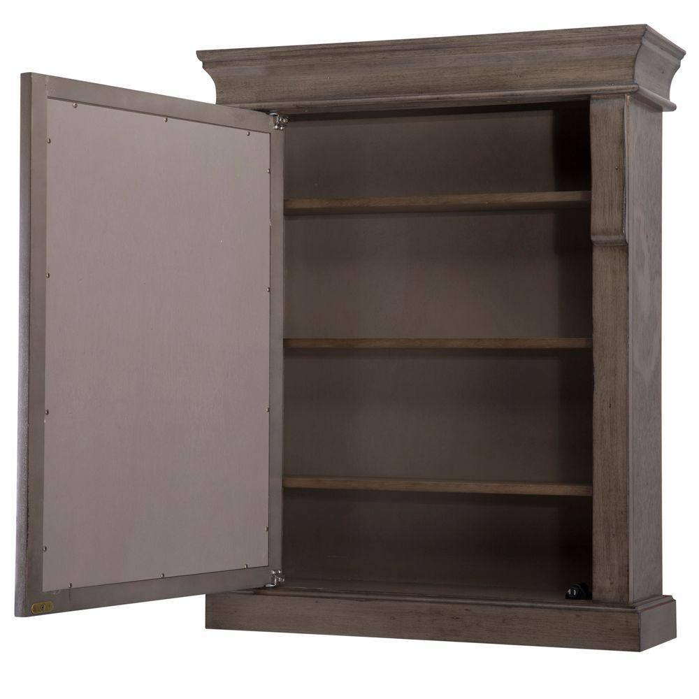 Home Decorators Collection Naples 25 in. W x 31 in. H x 8 in. D Framed Surface-Mount Bathroom Medicine Cabinet in Distressed Grey NADGC2531