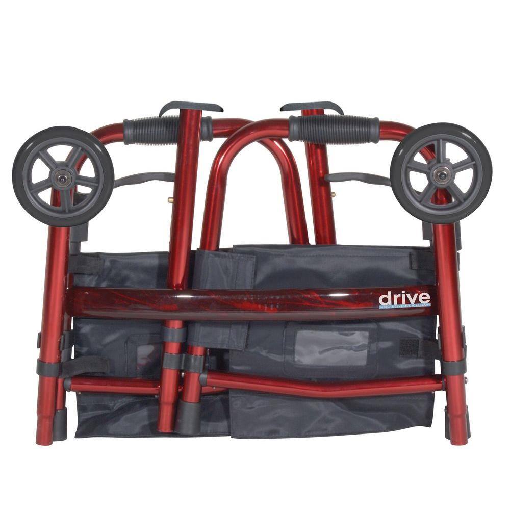 Drive Medical Portable Folding Travel Walker with 5 in. Wheels and Fold up Legs rtl10263kdr