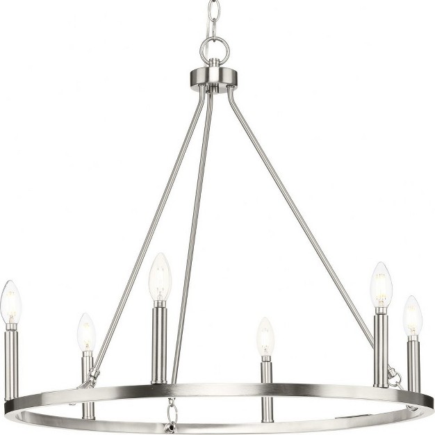 Progress Lighting Gilliam 6 light Chandelier Brushed Nickel Steel Classic Form Elegant Presence Ambient Illumination