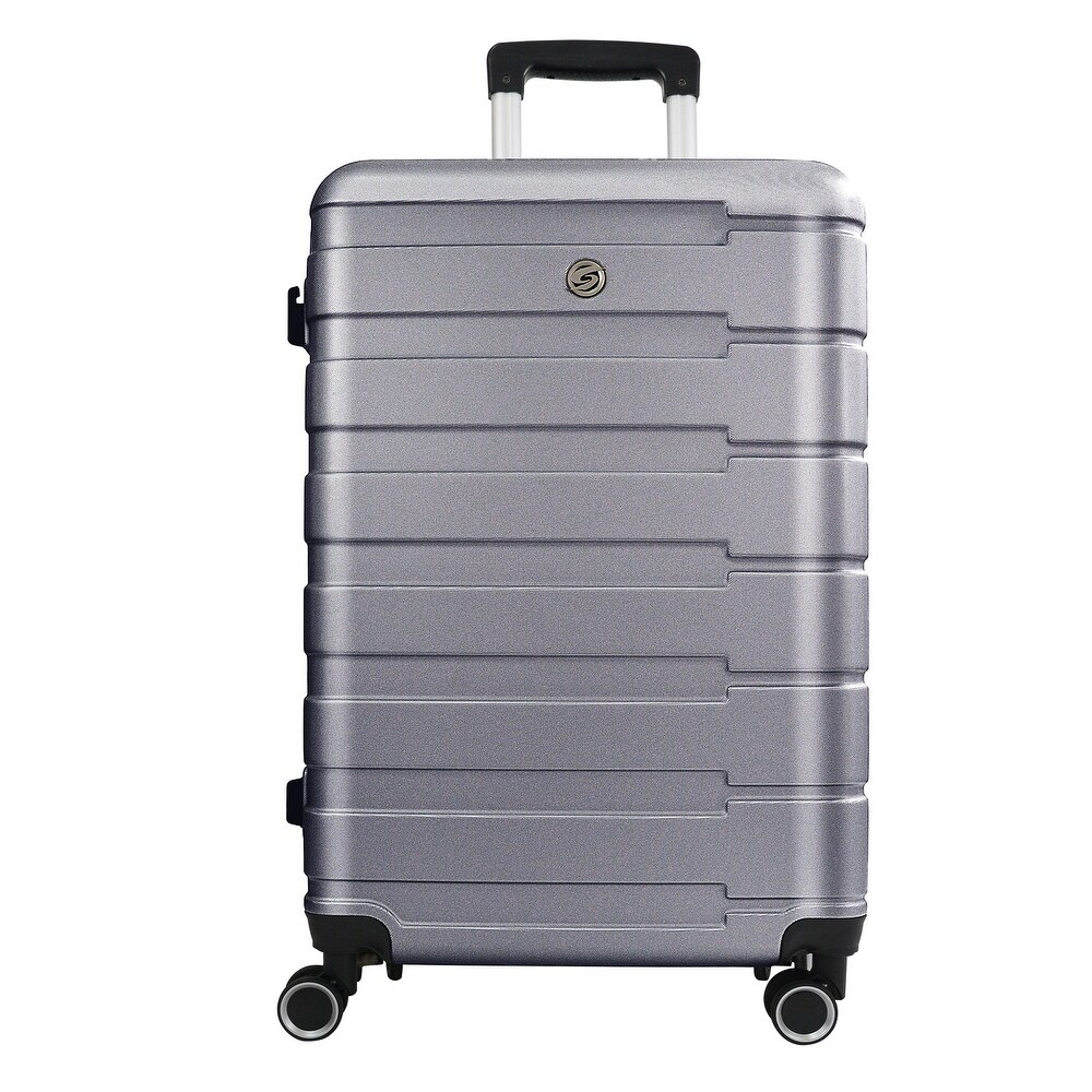 Hardside Expandable Luggage with Spinner Wheels  Checked Large 28 Inch Silver Grey