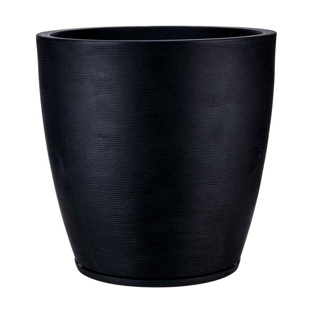 FLORIDIS Amsterdan X-Large Black Plastic Resin Indoor and Outdoor Planter Bowl 10.16.0248