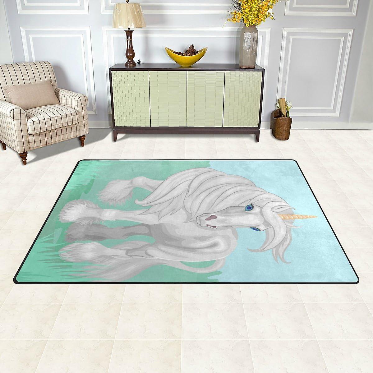 Colourlife Lightweight Carpet Mats Area Soft Rugs Floor Mat Doormat Decoration For Rooms Entrance 31 X 20 Inches Running White Unicorn