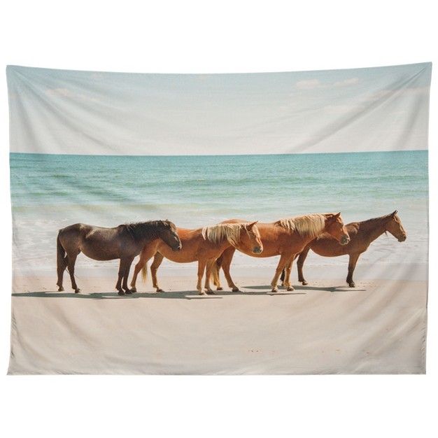 Kevin Russ Summer Beach Horses Tapestry Society6