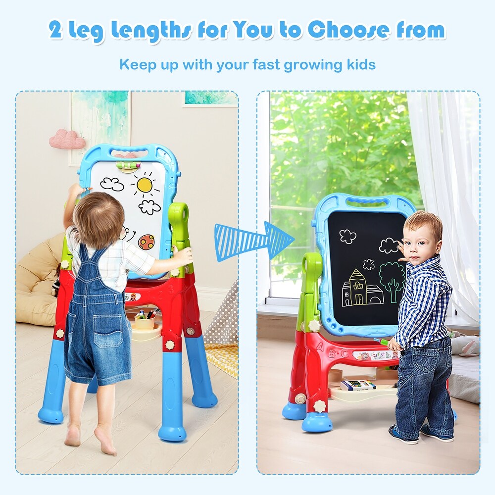 Costway Height Adjustable Kids Art Easel Magnetic Double Sided Board