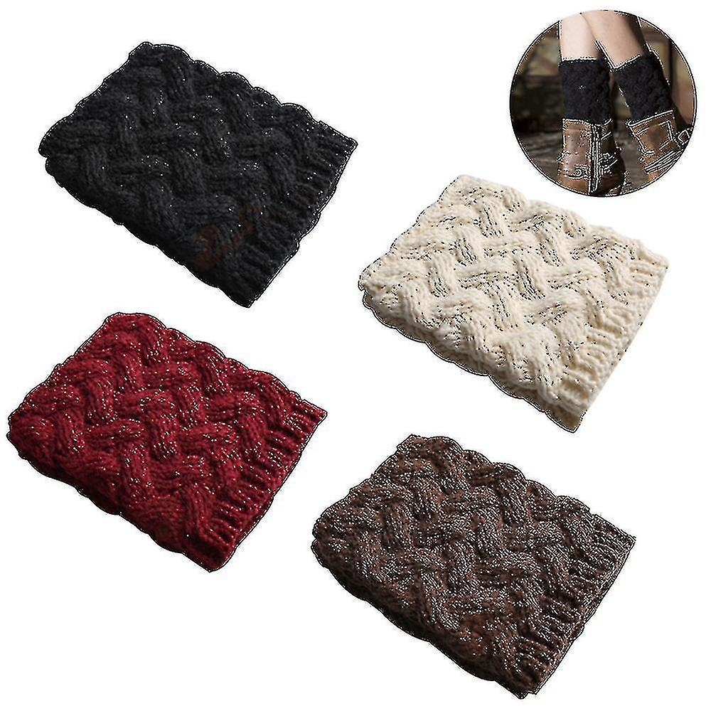 4 Pairs Womens Boot Socks Warm Boot Cuffs Topper Socks