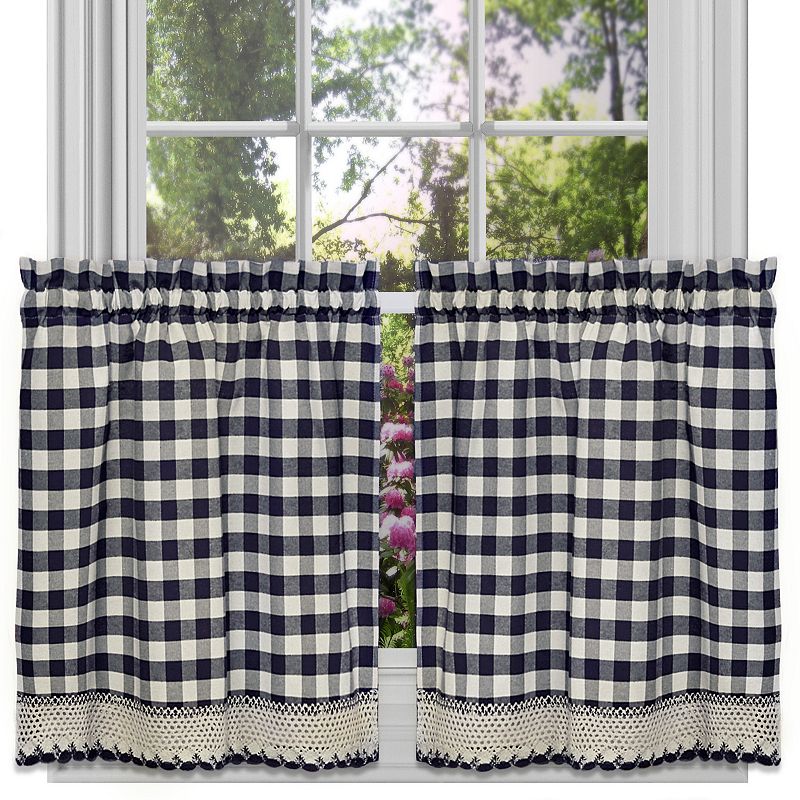 Sweet Home Buffalo Check Gingham Kitchen Curtain Tier Pair