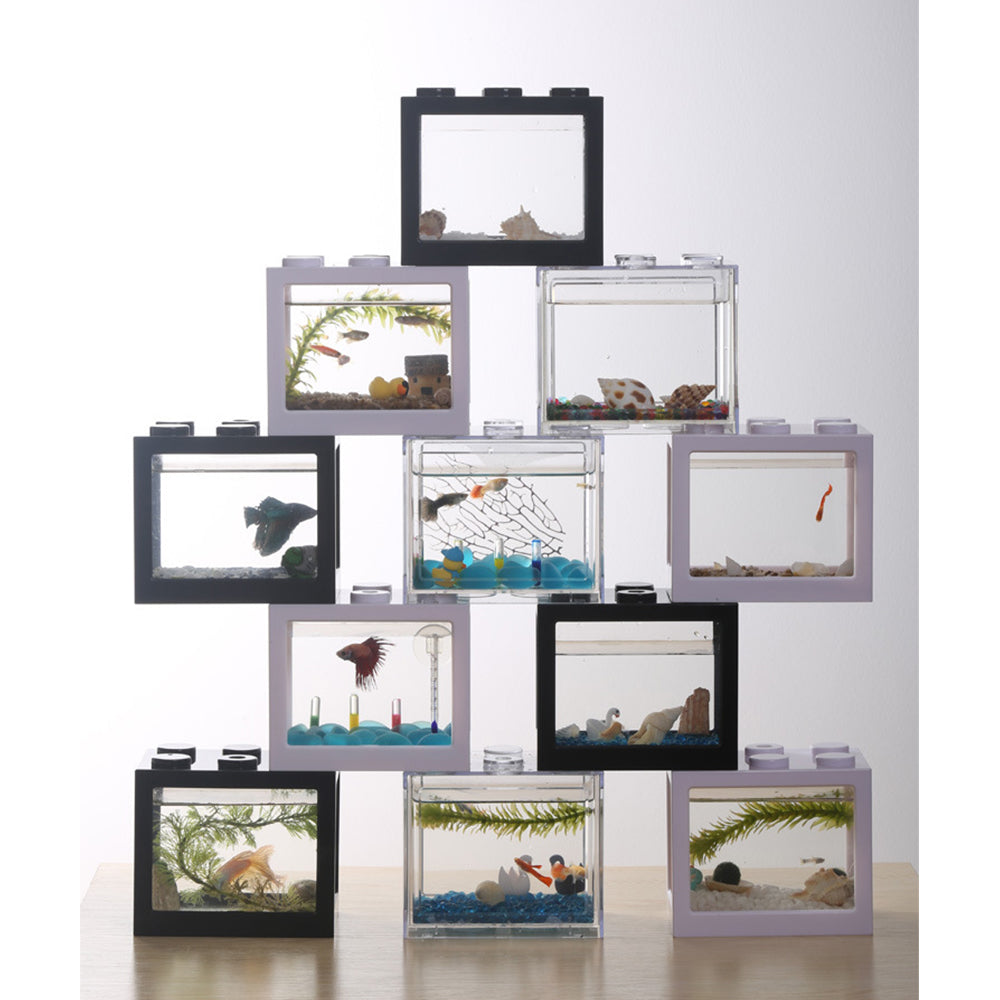 Fish Tanks Row Aquarium Stackable Tanks Feeding Tanks Reptile Row Box Desktop Decoration