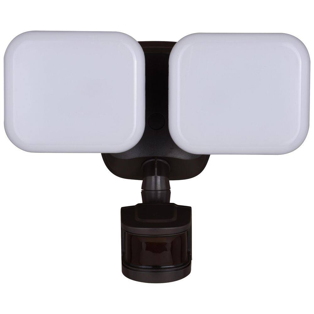 VAXCEL Theta 2-Light Integrated LED Outdoor Motion Sensor Adjustable Security Flood Light Bronze T0613