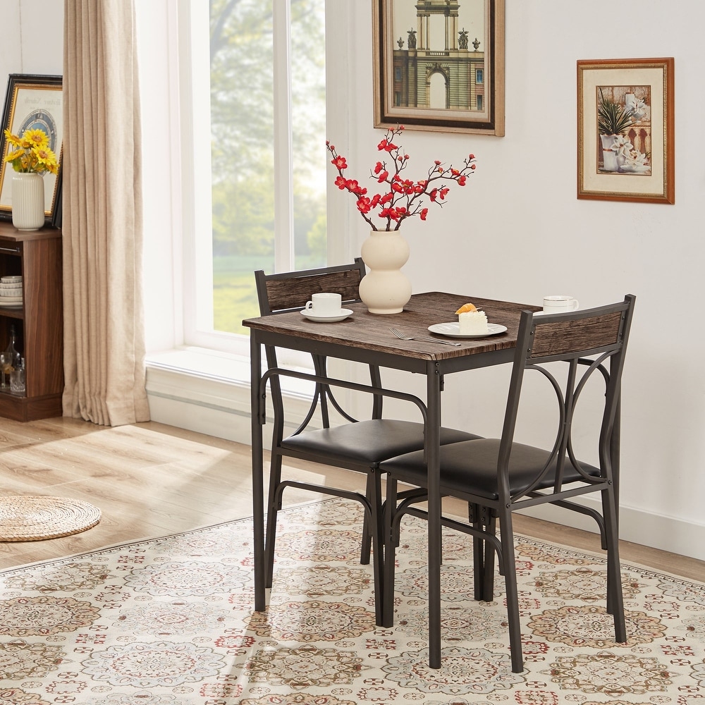 VECELO Bistro Kitchen Dining Table and Dining Chair Set of 2 or 4 (3PCS/5PCS)