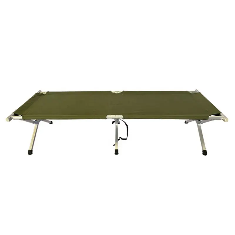 Hot sell green thicken oxford clothing stable aluminum pipe easy carrying camping folding bed