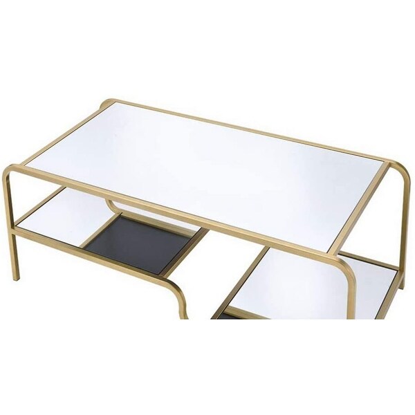 Coffee Table Glass End Table Side Table Living Room in Gold and Mirror