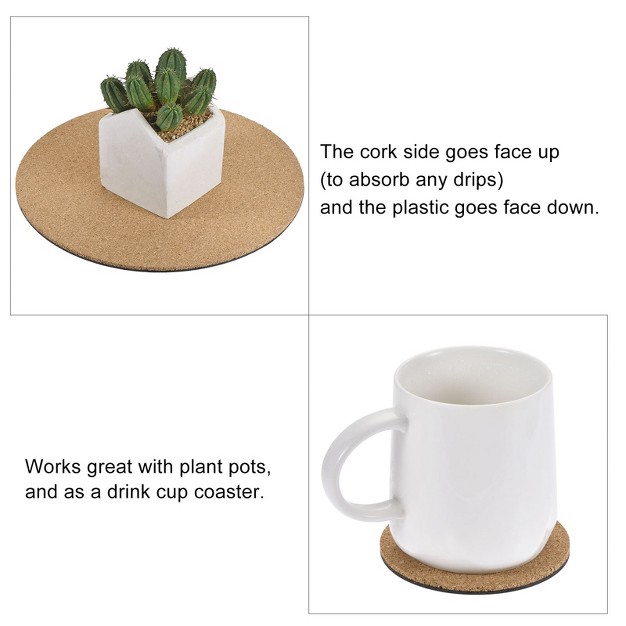 Unique Bargains Home Garden Round Plastic Absorbent Waterproof Coaster Pad Cork Plant Mat 1 Pc