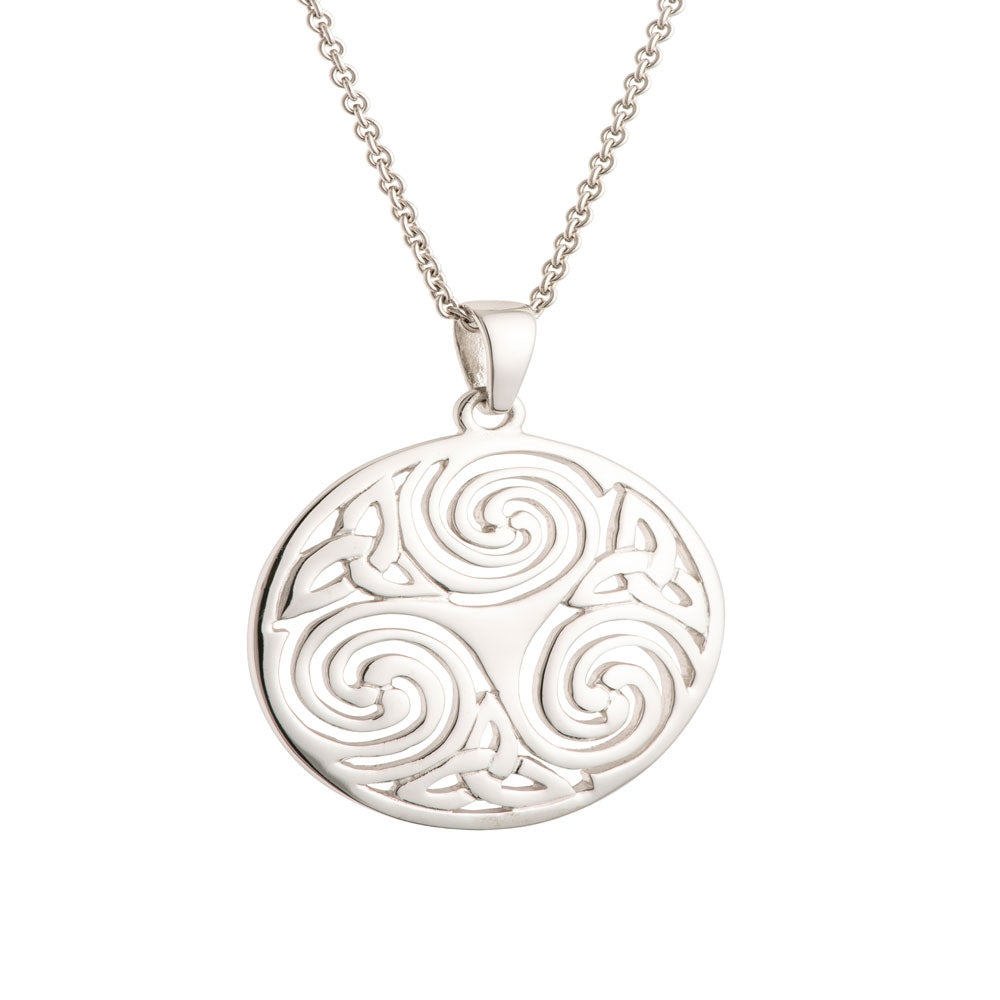 Galway Crystal Celtic Swirl Sterling Silver Pendant