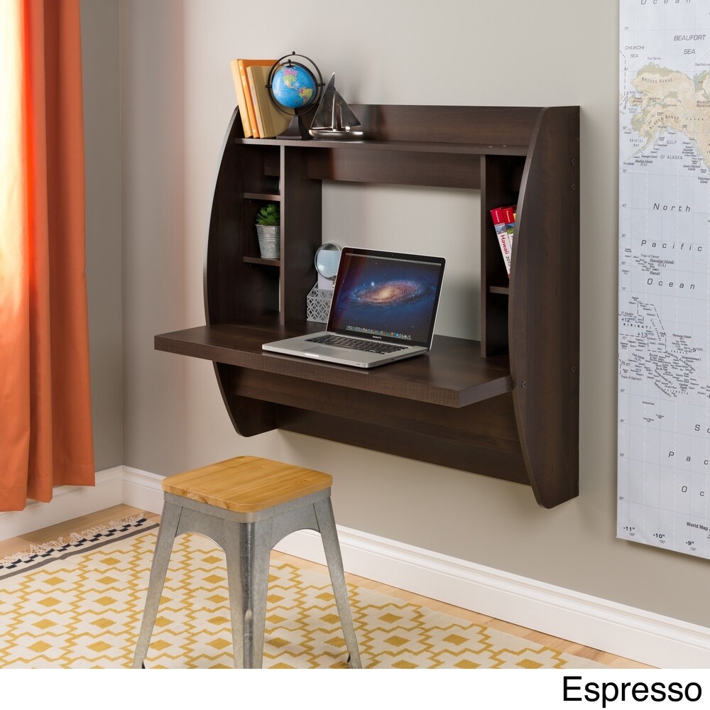 Prepac Floating Desk   Versatile Wall Mounted Desk for Small Spaces  Efficient Computer Desk with Storage