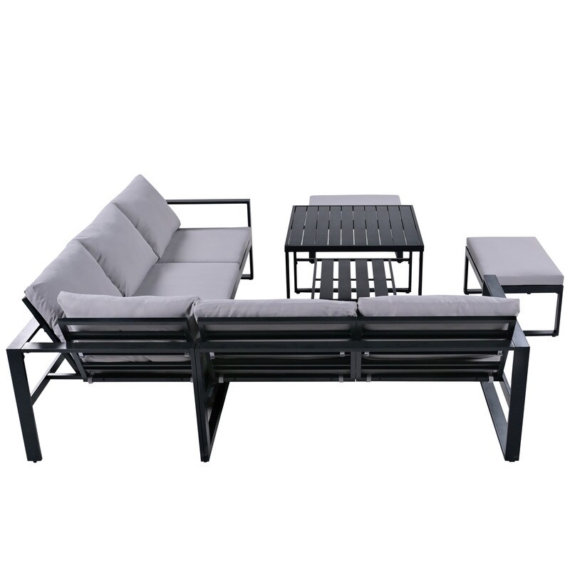 6 Piece Outdoor Patio Conversation Set Sofa Set With Metal Frame