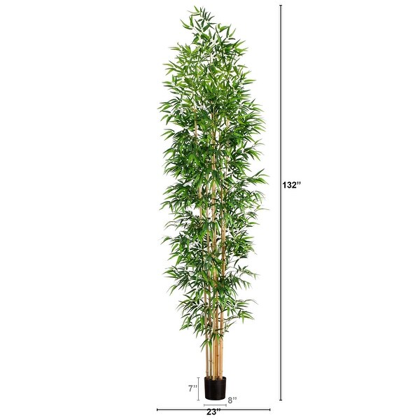 11' Artificial Bamboo Tree with Real Bamboo Trunks