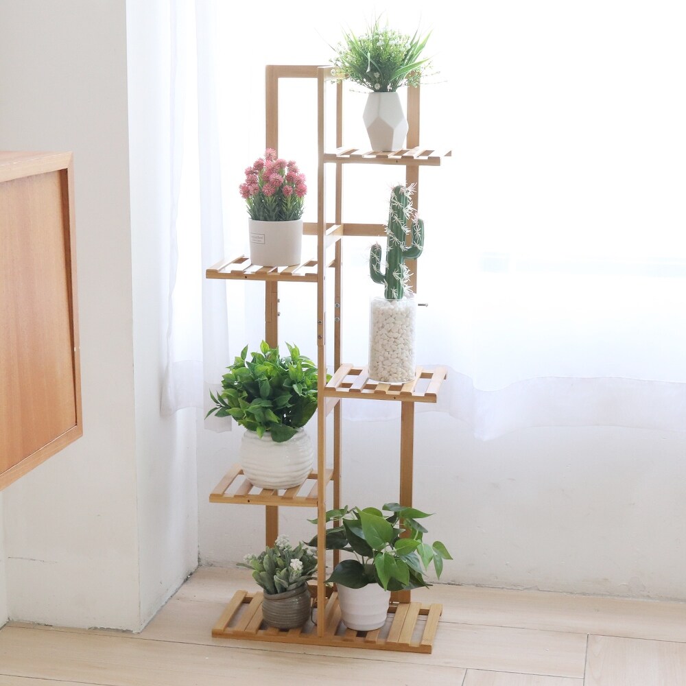 Bamboo 5 Tier Plant Stand Rack Multiple Flower Pot Holder Display   S