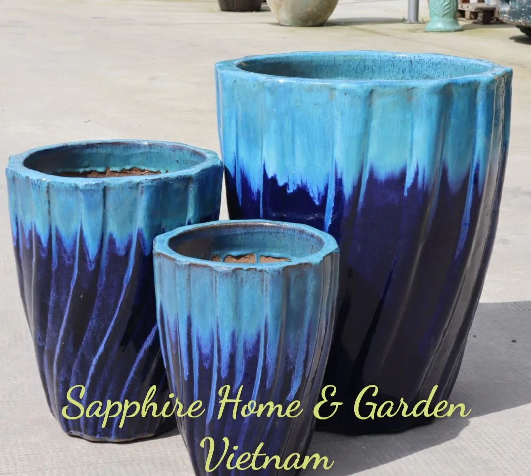 Vietnamese Tradition Ceramic Pots for Plants Garden outdoor pottery Large Rustic Atlantis Pots Mix with Glazed Pots