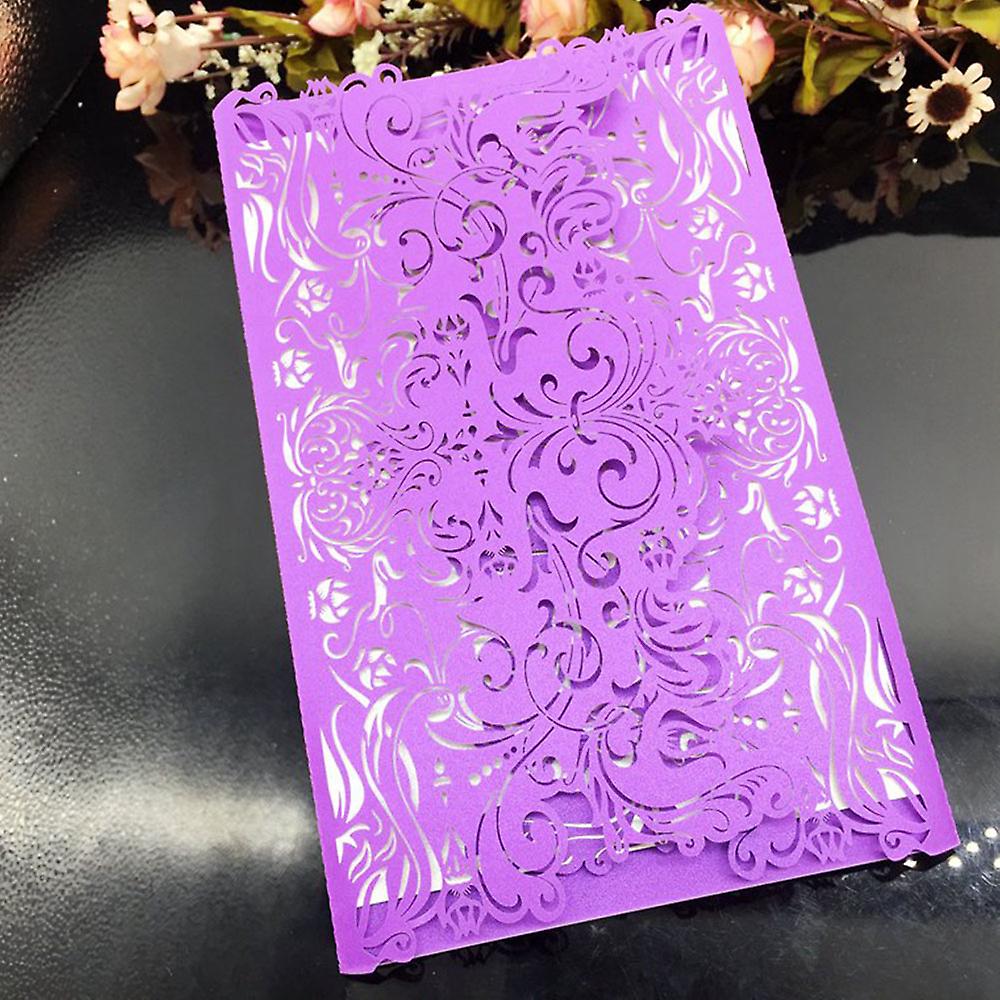 Purple Wedding Invitations 10pcs Pearl Paper Floral Invitation Cards Floral Invitation Envelopes For Birthday Party Anniversary