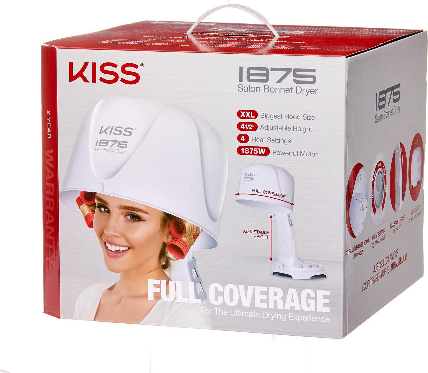 KISS Salon Professional Bonnet Ceramic Portable Hair Dryer 1875 Watts White  Crowdfused