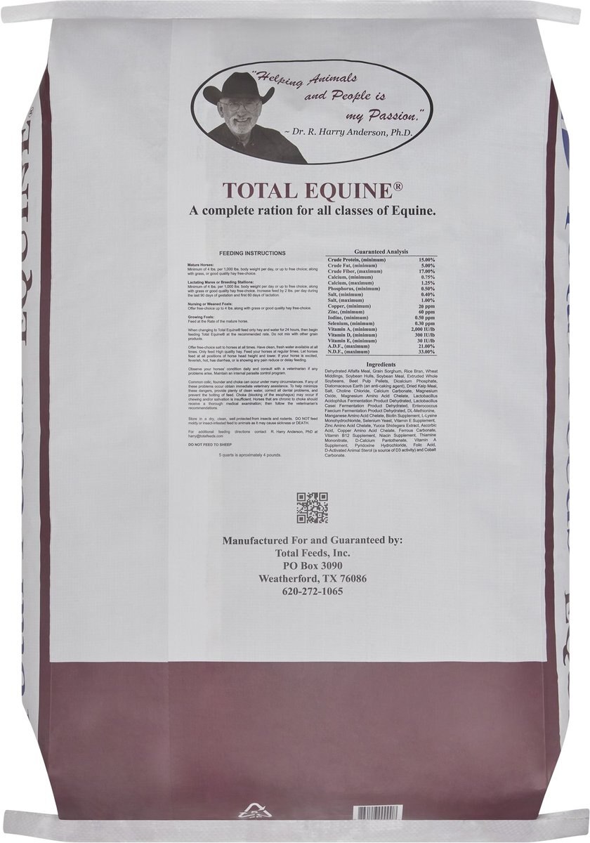 Total Feeds Total Equine Horse Food， 40-lb bag