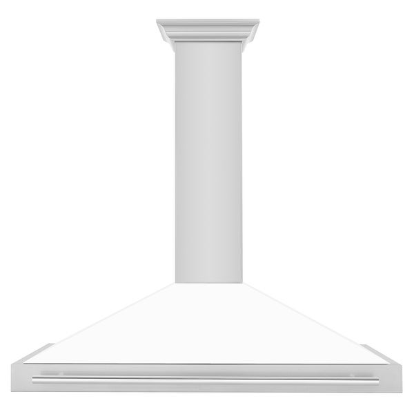 ZLINE Stainless Steel Range Hood with White Matte Shell and Stainless Steel Handle (KB4STX-WM)