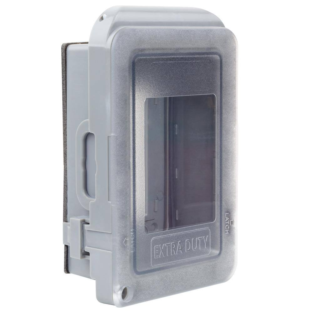 Commercial Electric 1-Gang Extra Duty Non-Metallic Low Profile While-In-Use Weatherproof HorizontalVertical Receptacle Cover Gray WCWL1PG