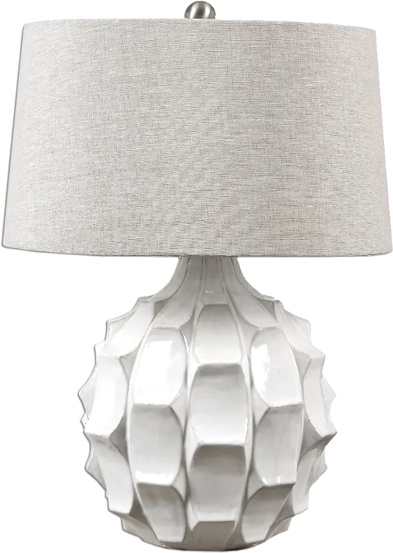 White Scalloped Ceramic Table Lamp