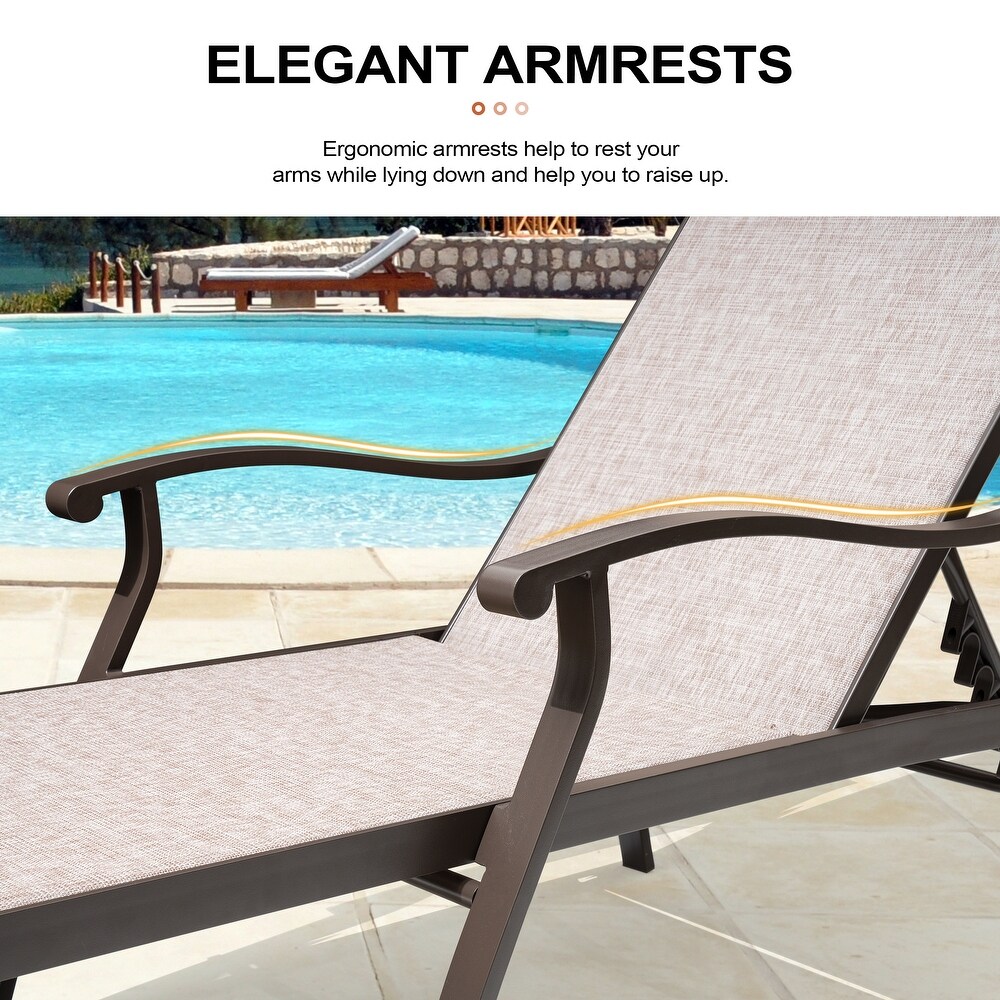 Outdoor Patio Aluminum Adjustable Chaise Lounge Chair (Set of 2)   See Picture