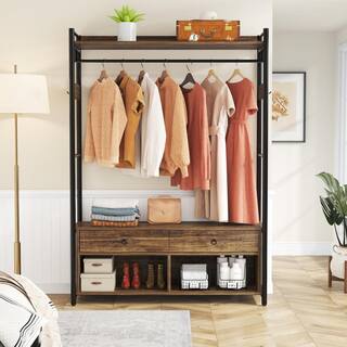 BYBLIGHT Rustic Brown 72 in. Freestanding Clothes Rack with Drawers and shelves BB-NY015GX