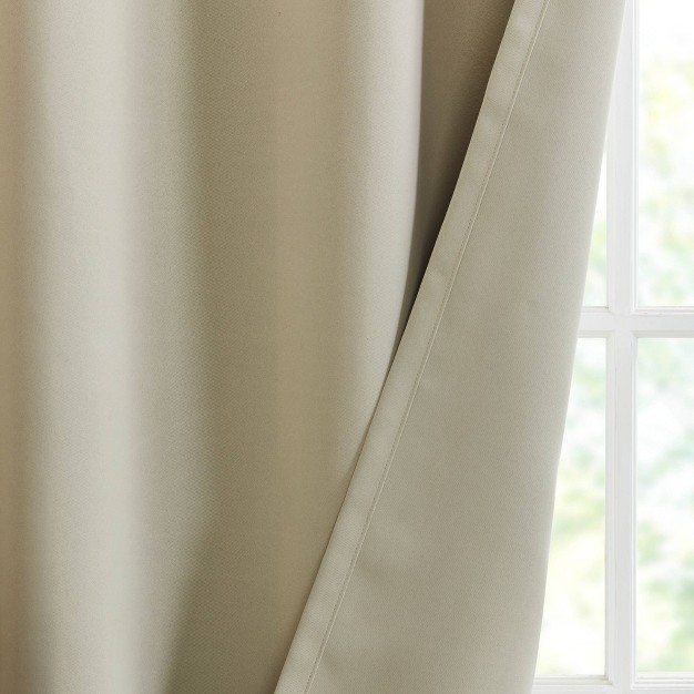 Set Of 2 Aljed Solid Blackout Triple Weave Grommet Top Curtain Panel Beige