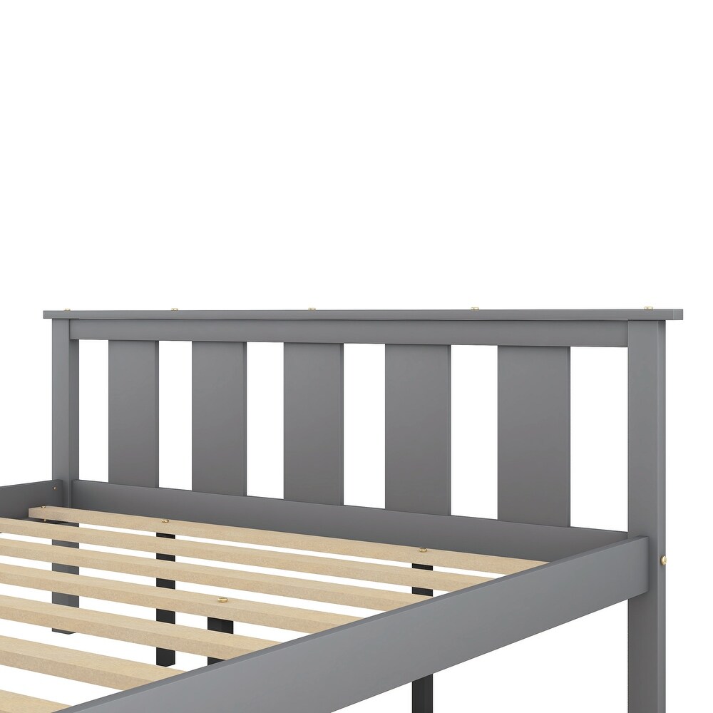 Wood Platform Bed Queen Size Bed Frame with Headboard