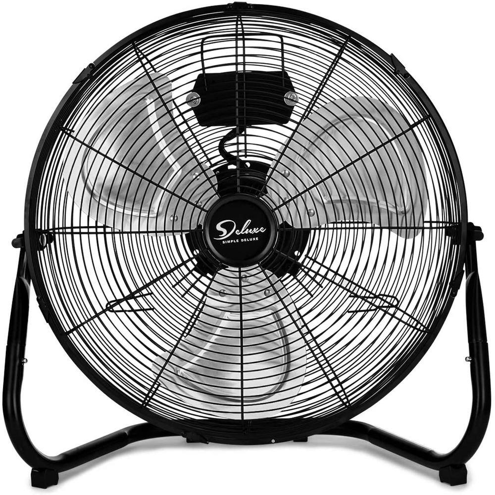 Aoibox 12 in. 3-Speed High-Velocity Industrial Heavy Duty Metal Floor Fan in Black with Tilting Head for OutdoorIndoor Use SNSA10IN011