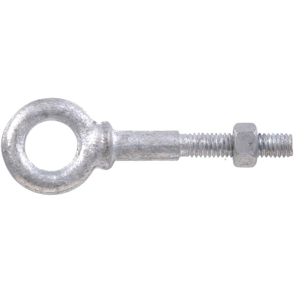 Hardware Essentials 12-13 x 8 in. Forged Steel Hot-Dipped Galvanized Eye Bolt with Hex Nut in Shoulder Pattern (5-Pack) 851894.0