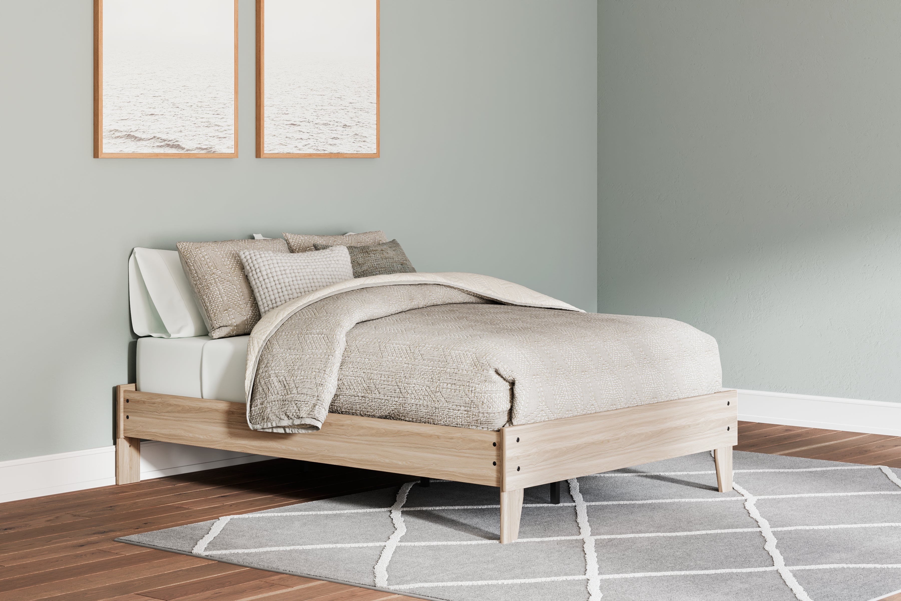 (Online Special Price) Battelle Tan Queen Platform Bed