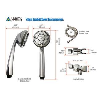 ARISTA 5-Spray Patterns 2.0 GPM 4 in. Wall Mount Single Handheld Shower Head in Brushed Nickel SH8453-BN