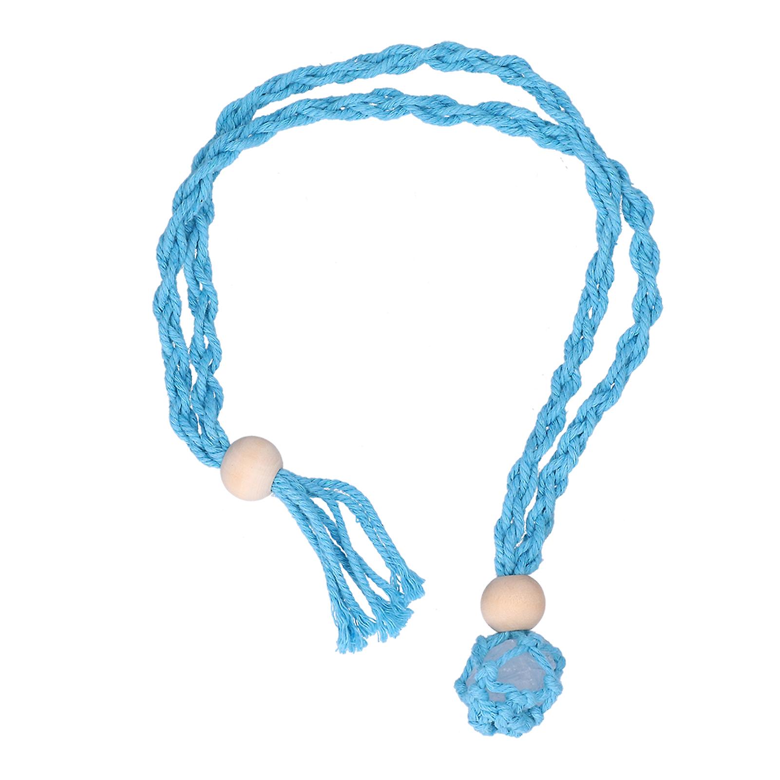 3pcs Net Bag Necklace Empty Stone Holder Rope Replacement Adjustable Necklace Cord For Crystals Quartz Stone Holderlight Blue