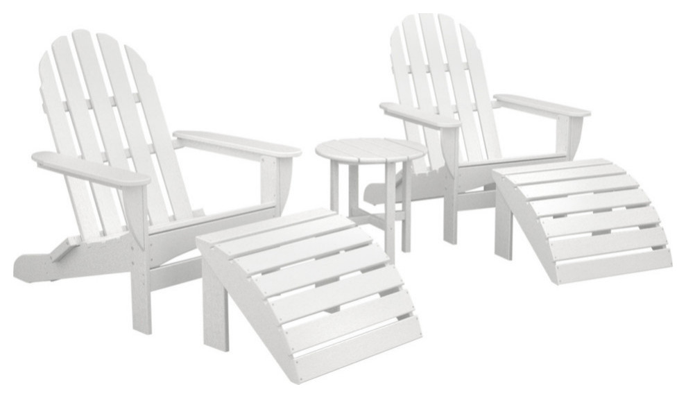 Polywood Classic Oversized Curveback Adirondack 5 Piece Casual Set   Beach Style   Outdoor Lounge Sets   by POLYWOOD  Houzz