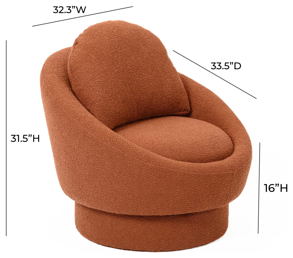 Sammy Saffron Red Boucle Swivel Lounge Chair   Red   Modern   Armchairs And Accent Chairs   by First of a Kind USA Inc  Houzz