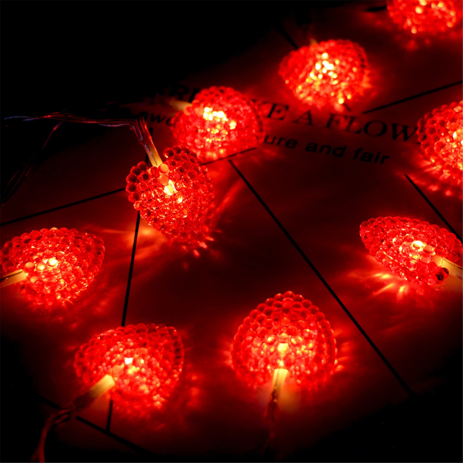 Red Love Heart Lantern Valentine's Day Light String Small Lantern Love Lights Led lights for bedroom outdoor floor lamp pendant DIY Wedding Party Bedroom Terrace(Multicolor)