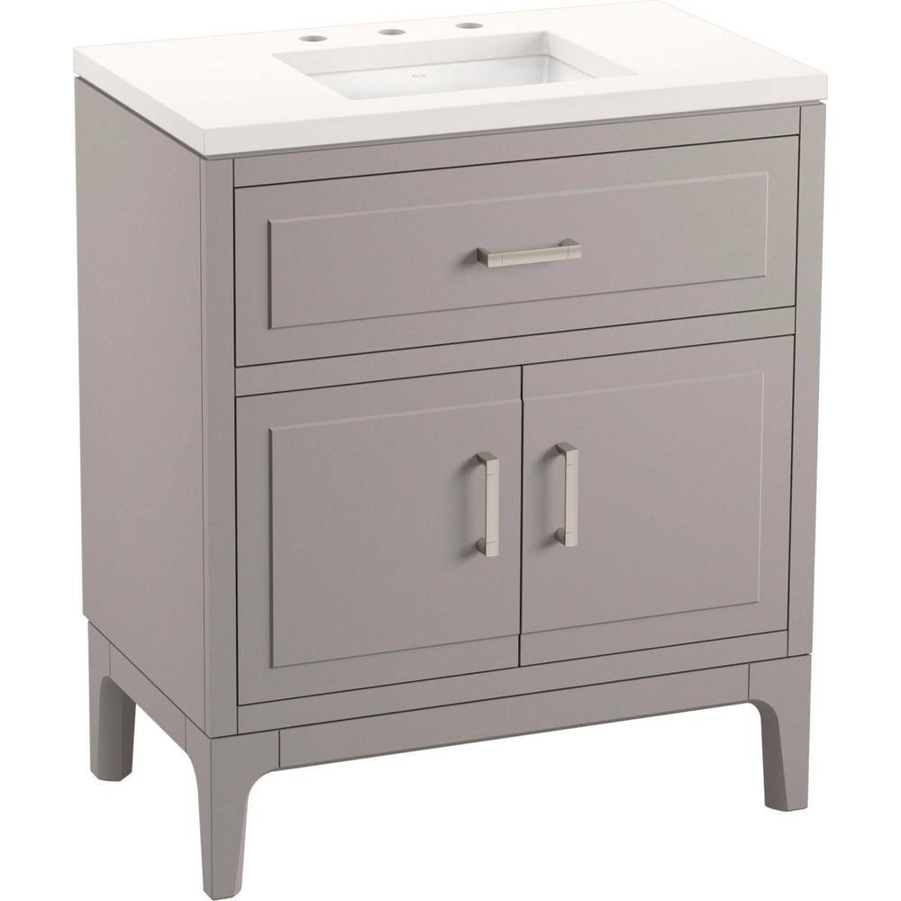 KOHLER Seer 30.125 in. W x 18.0625 in. D x 35.8125 in. H Bathroom Vanity in Mohair Grey with Quartz Top K-33552-ASB-1WT