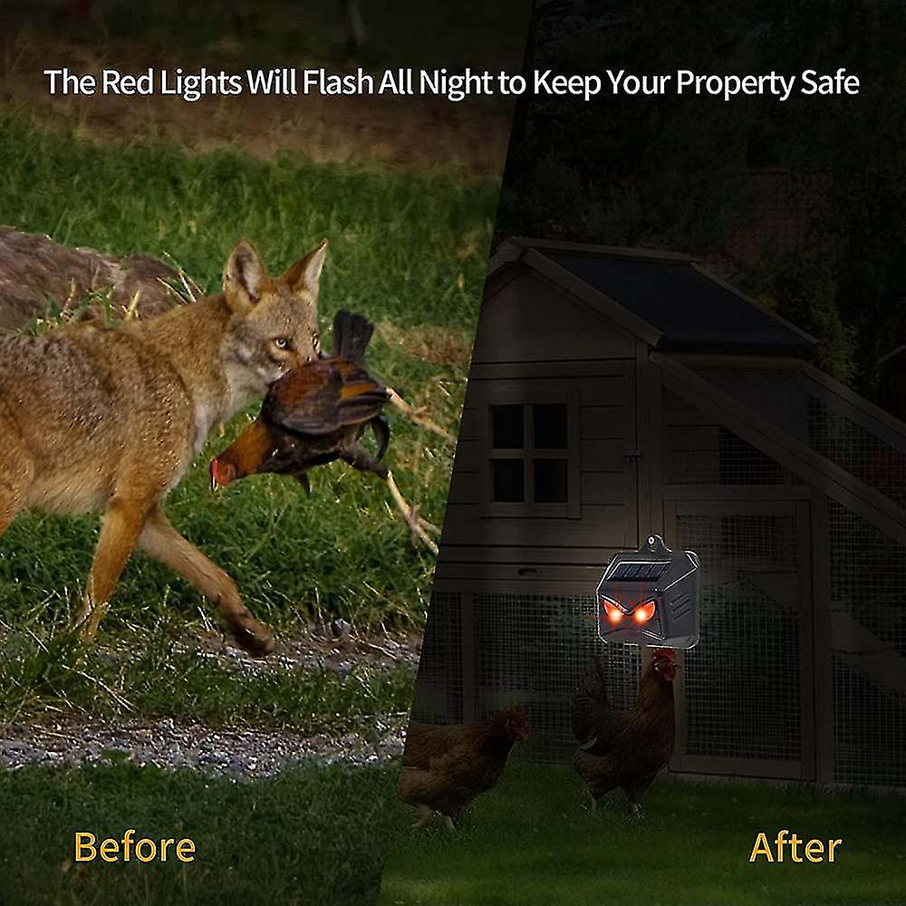 Solar Nocturnal Animal Repeller， Wild Animal Deterrent With Red Led Lights， Waterproof Fox， Deer， Coyote， Fox， Raccoon Animal Repeller For Garden