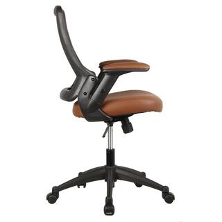 TECHNI MOBILI 25 in. Width Big and Tall Brown Faux Leather Task Chair with Adjustable Height RTA-8030-BRN