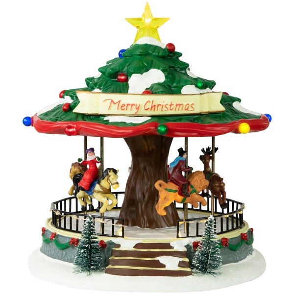 10.5 LED Lighted Musical and Animated Christmas Carousel Village Display