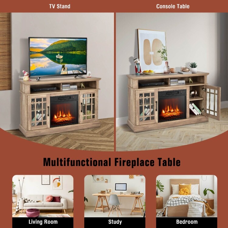 48 Inch Electric Fireplace TV Stand with Cabinets for TVs Up to 50 Inch   48\