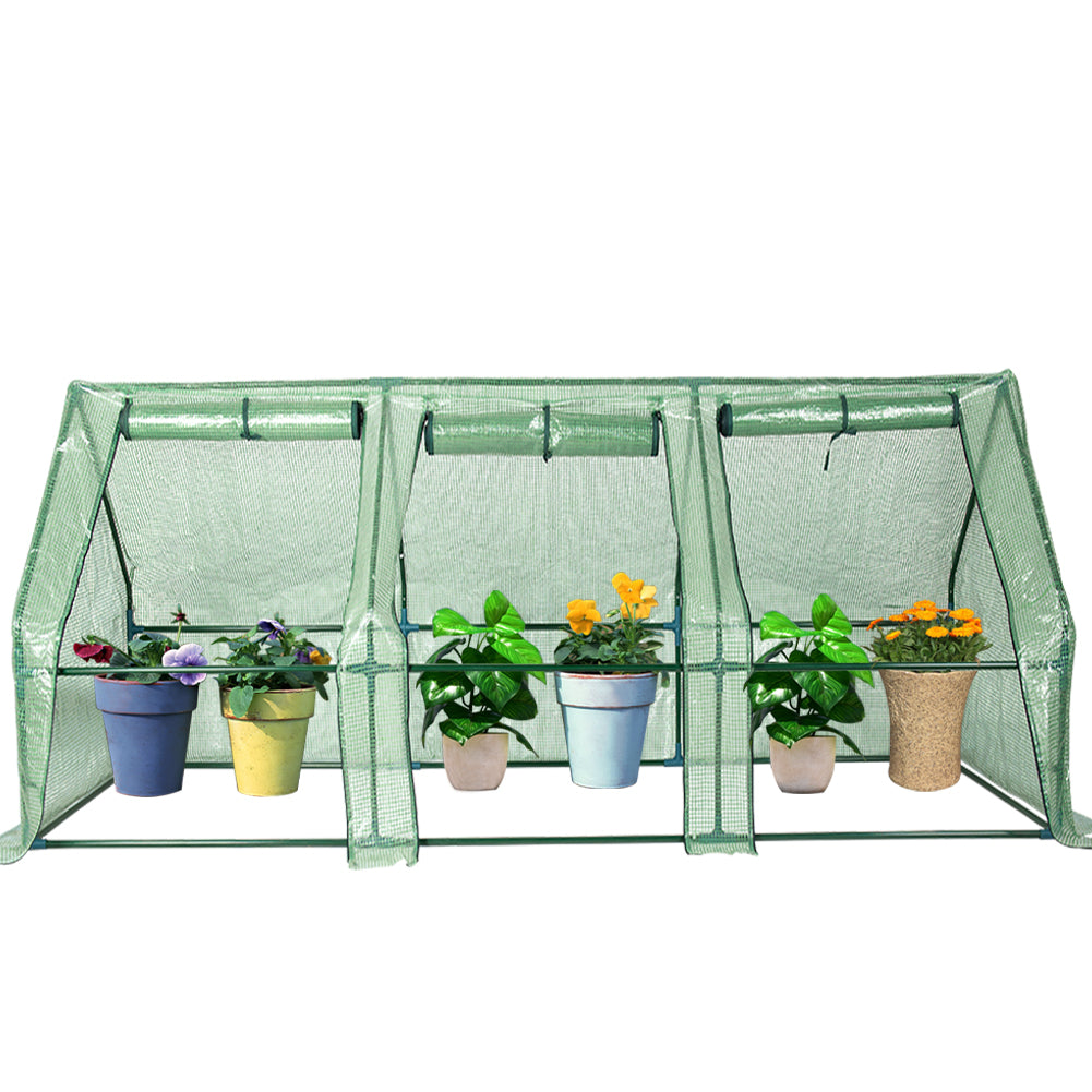 Sundale Outdoor Portable Gardening Mini Green House with PE Cover and Zipper Doors, Waterproof GreenHouse, UV Protection, Insect Prevention, 106.3