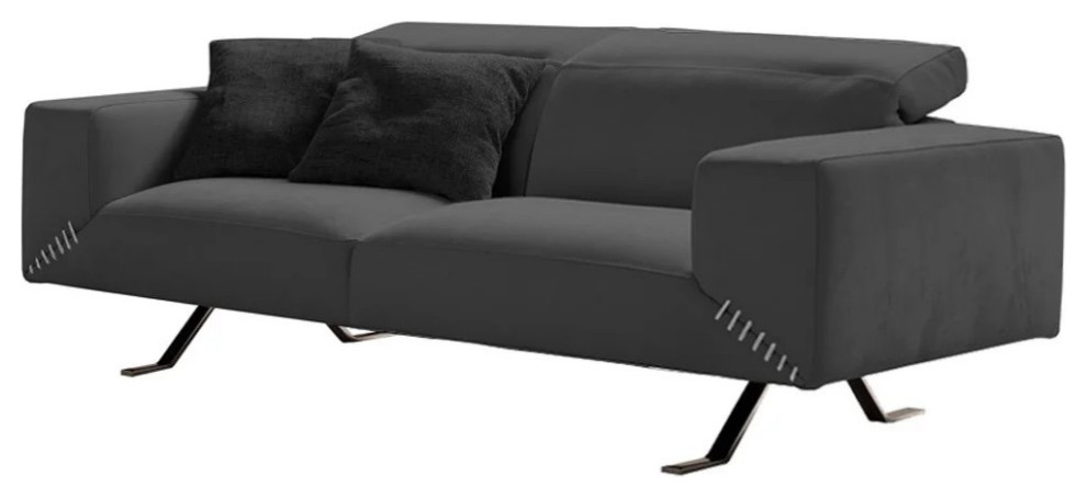 Tomasso Siena Collection Loveseat Full Grain Italian Leather  Anthracite Dandy   Midcentury   Loveseats   by V.S.D Furniture  Houzz