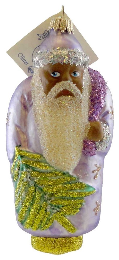 Larry Fraga PURPLE SANTA GLITTERED Blown Glass Christmas Ornament 5005G   Contemporary   Christmas Ornaments   by Story Book Kids Inc  Houzz